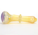 Fumed Glass Spoon Pipe with Purple Honeycomb Cap